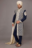 Picture of Navy blue embellished sherwani