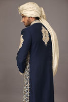 Picture of Navy blue embellished sherwani