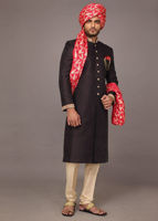 Picture of Black jamawar sherwani