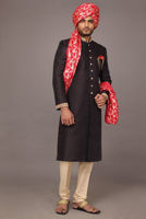 Picture of Black jamawar sherwani