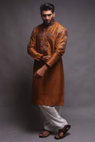 Picture of Brown embroidered kurta