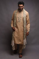 Picture of Off white cotton silk kurta pajama