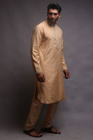 Picture of Off white cotton silk kurta pajama