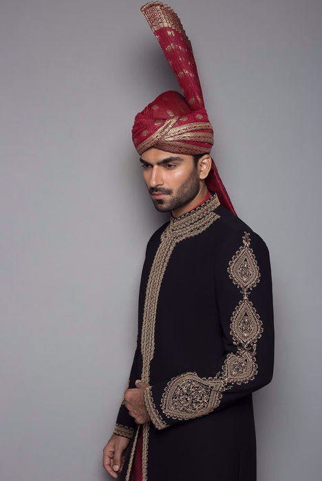 Classic black georgette sherwani
