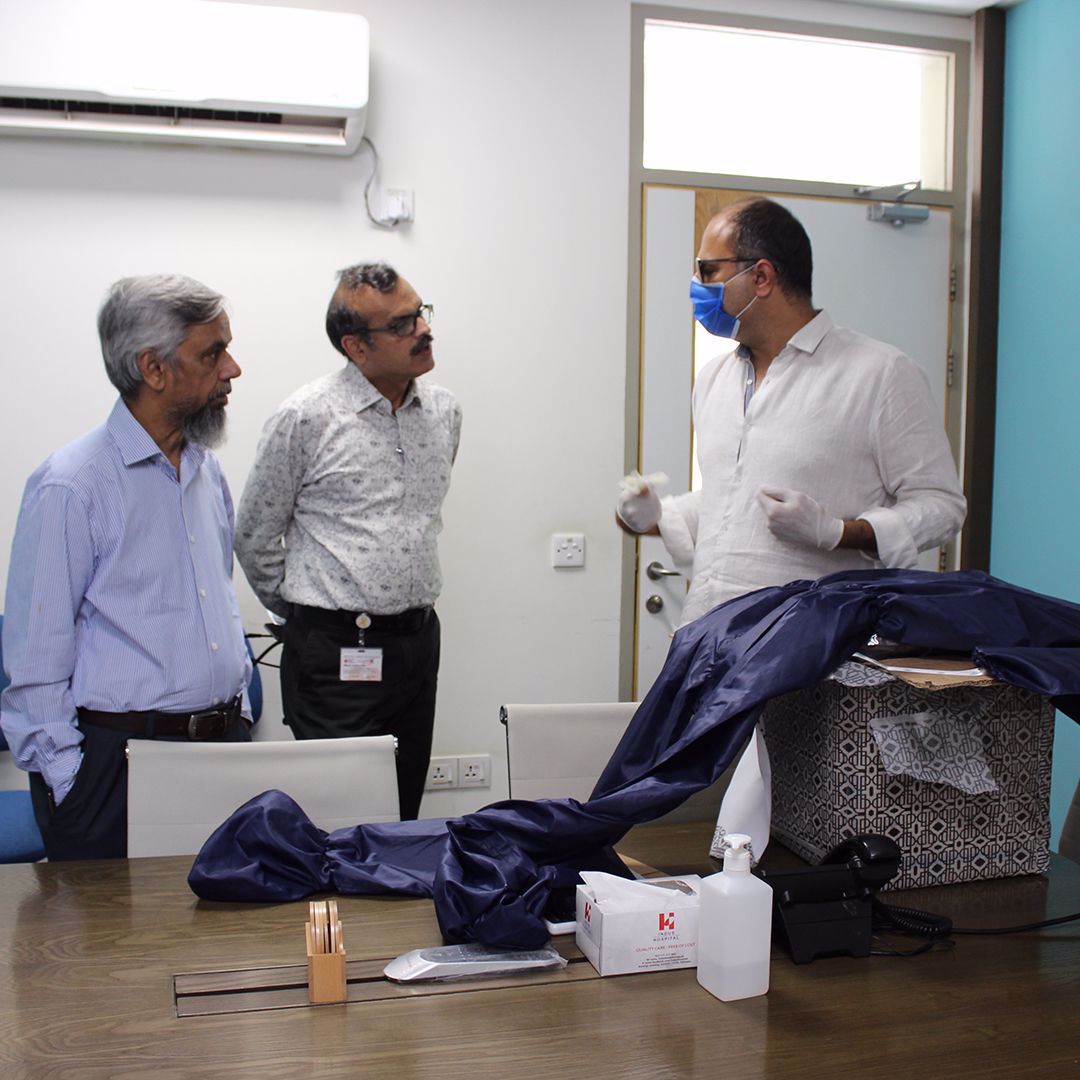 Picture of The Maestro does his part to help Indus Hospital in the fight against COVID-19 by donating reusable, water & air proof PPE suits to healthcare staff.