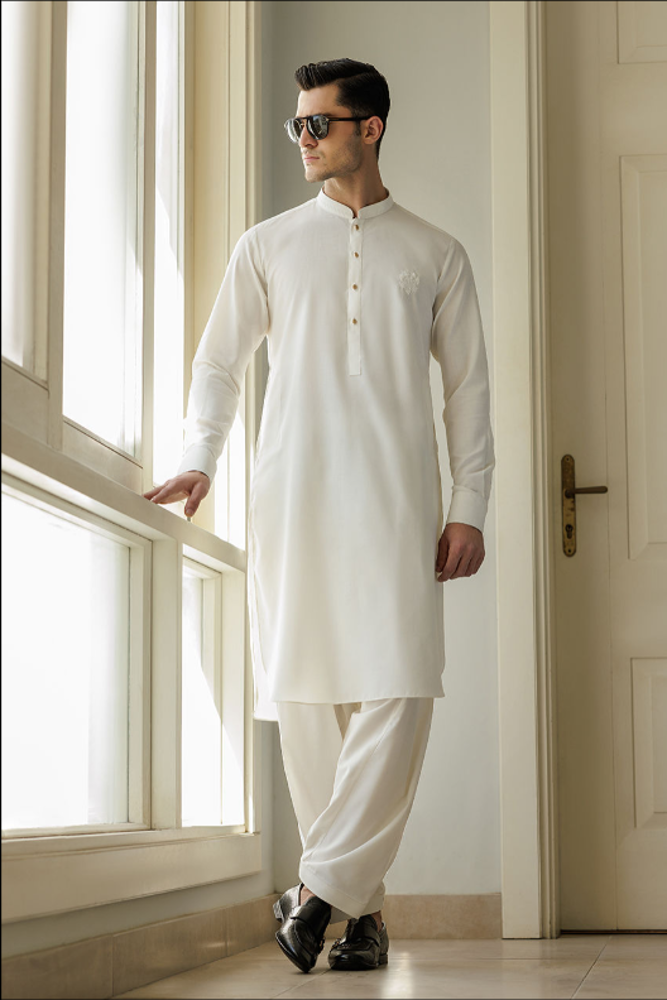 Plain Kurta and pants in Raw SIlk for women from deepakperwani